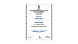 E commerce & Social Media Marketing MSME Certificate