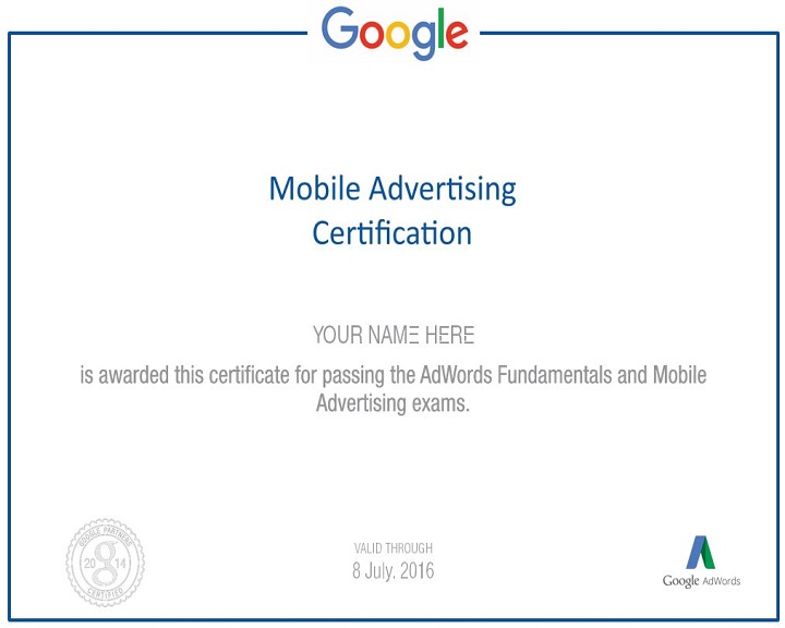 Google Adwords Mobile Advertising Certification