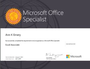Microsoft Office Specialist Certificate