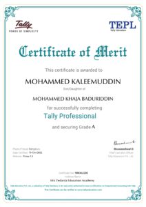 Tally Professional Certificate