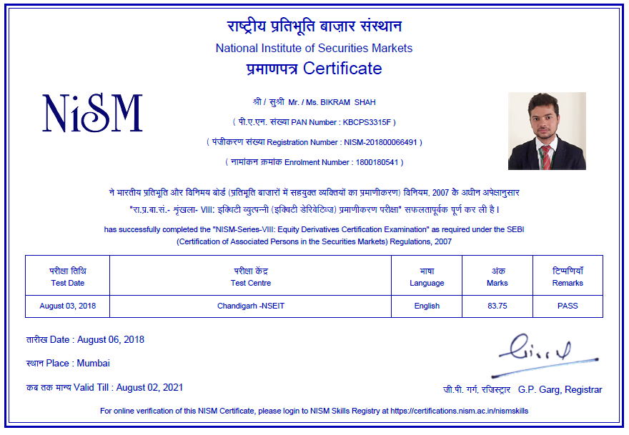 NISM- VIII - Equity Derivatives Certificates