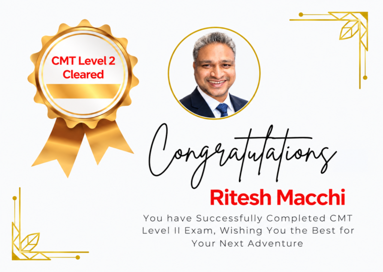 Congratulations, Ritesh Macchi! for cleared cmt level 2 exam - PTAindia
