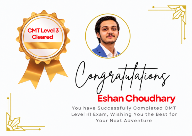 Eshan Choudhary level 3 CMT Level 3 Congratulations