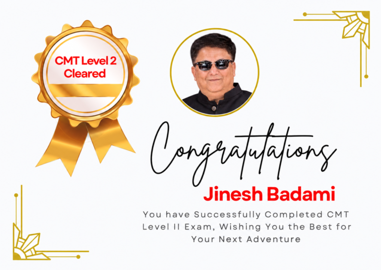 jignesh badami CMT Level 2 Congratulations Certificate by professional training academy